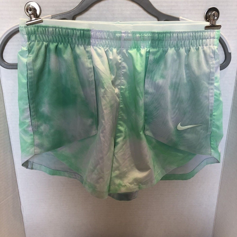 Nike Womens Small Tie Dye Tempo Luxe Icon Clash Shorts Active Green